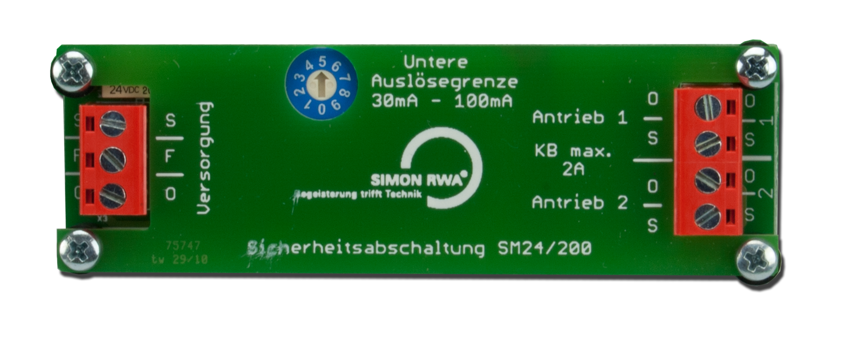 Sicherheitsabschaltmodul SM-24-200 wird eingestellt